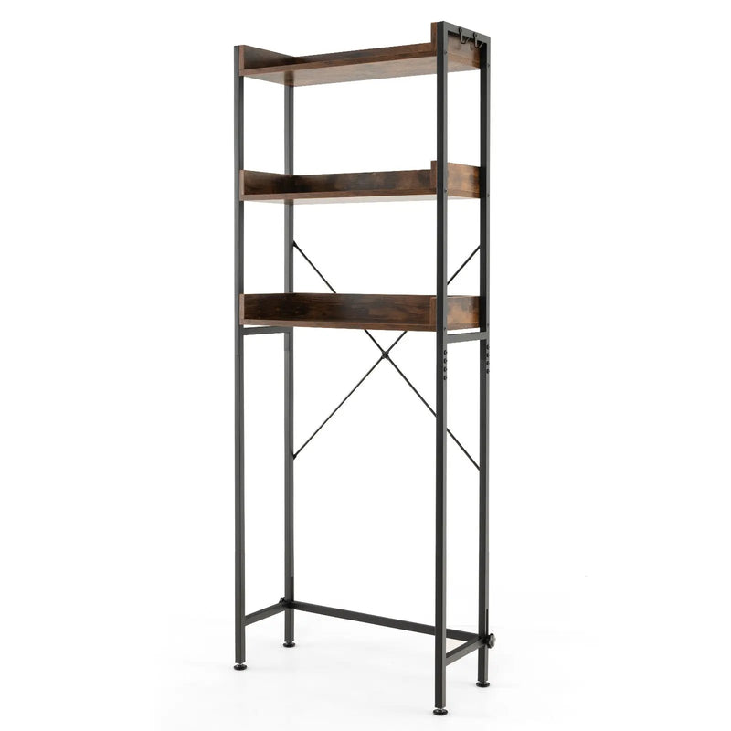 Over The Toilet Storage Rack with Hooks and Adjustable Bottom Bar by DirectDeals