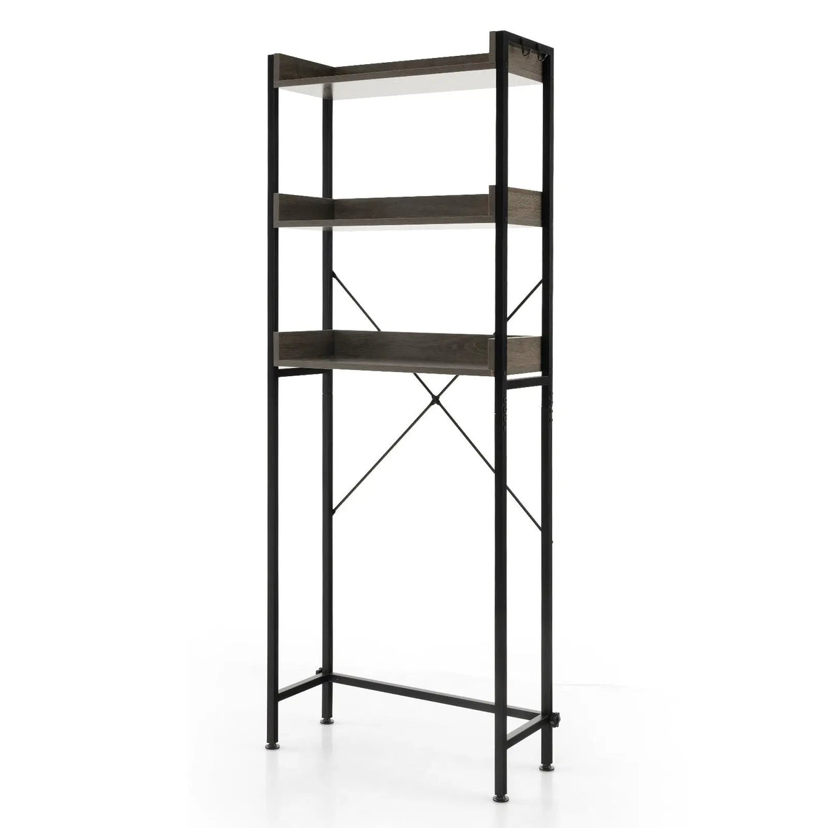 Over The Toilet Storage Rack with Hooks and Adjustable Bottom Bar by DirectDeals