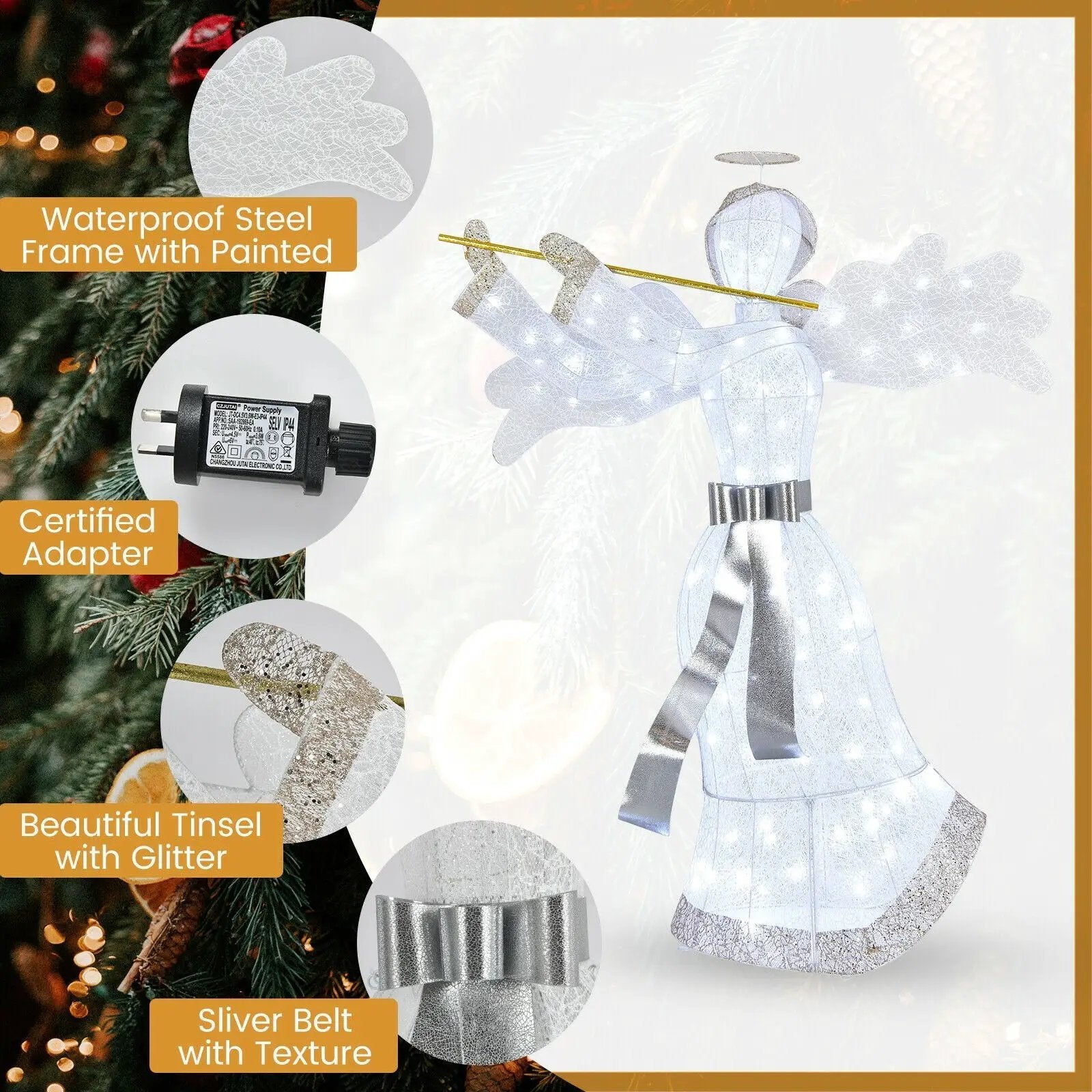 Pre-Lit Angel Christmas Decoration with 100 LED Lights by DirectDeals