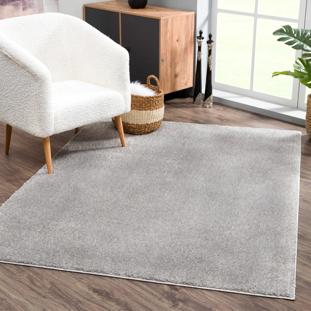 Judy Solid Gray Washable Shag Rug - Clearance, photo 3 of 14