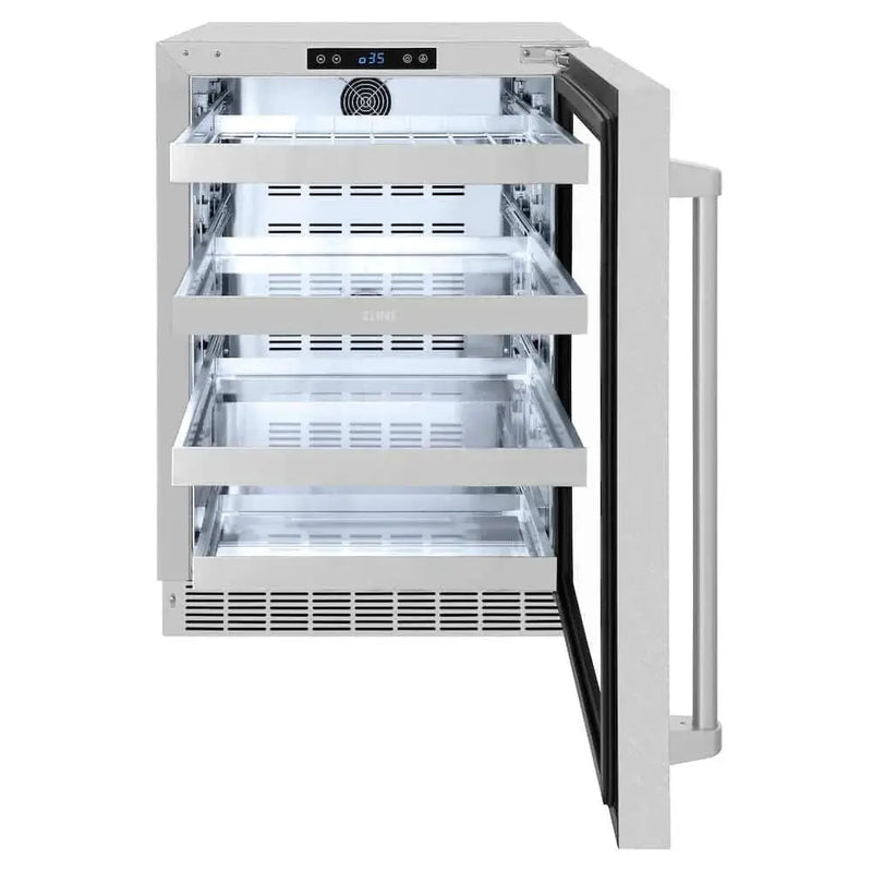 ZLINE 24" Touchstone 151 Can Beverage Fridge DuraSnow® Stainless Steel Glass Door RBSO-SN-24 by Farmhouse Kitchen and Bath
