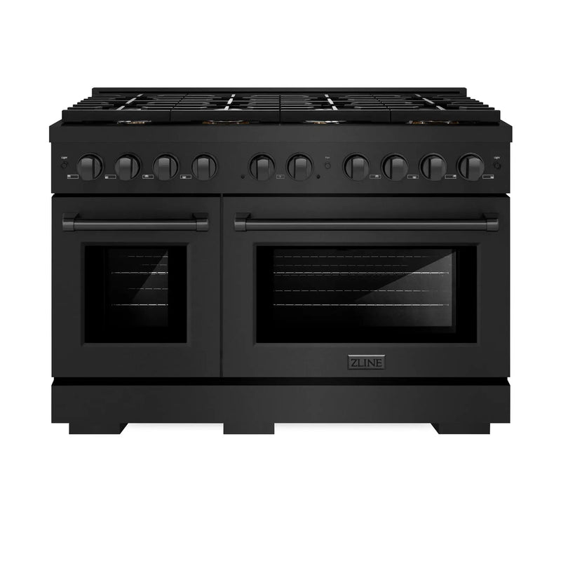 ZLINE 48"Paramount Dual Fuel Range Black Stainless Steel, Brass Burners SDRB-BR-48 by Farmhouse Kitchen and Bath