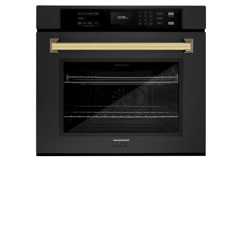ZLINE 30 "Professional True Convection Single Wall Oven, Air Fry, Self Clean, Black Stainless Steel, Champagne Bronze WASBZ-30-CB by Farmhouse Kitchen and Bath