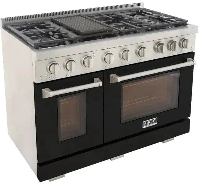 Kucht 48" Freestanding Professional Gas Range Liquid Propane KFX4800/LP-BK by Farmhouse Kitchen and Bath