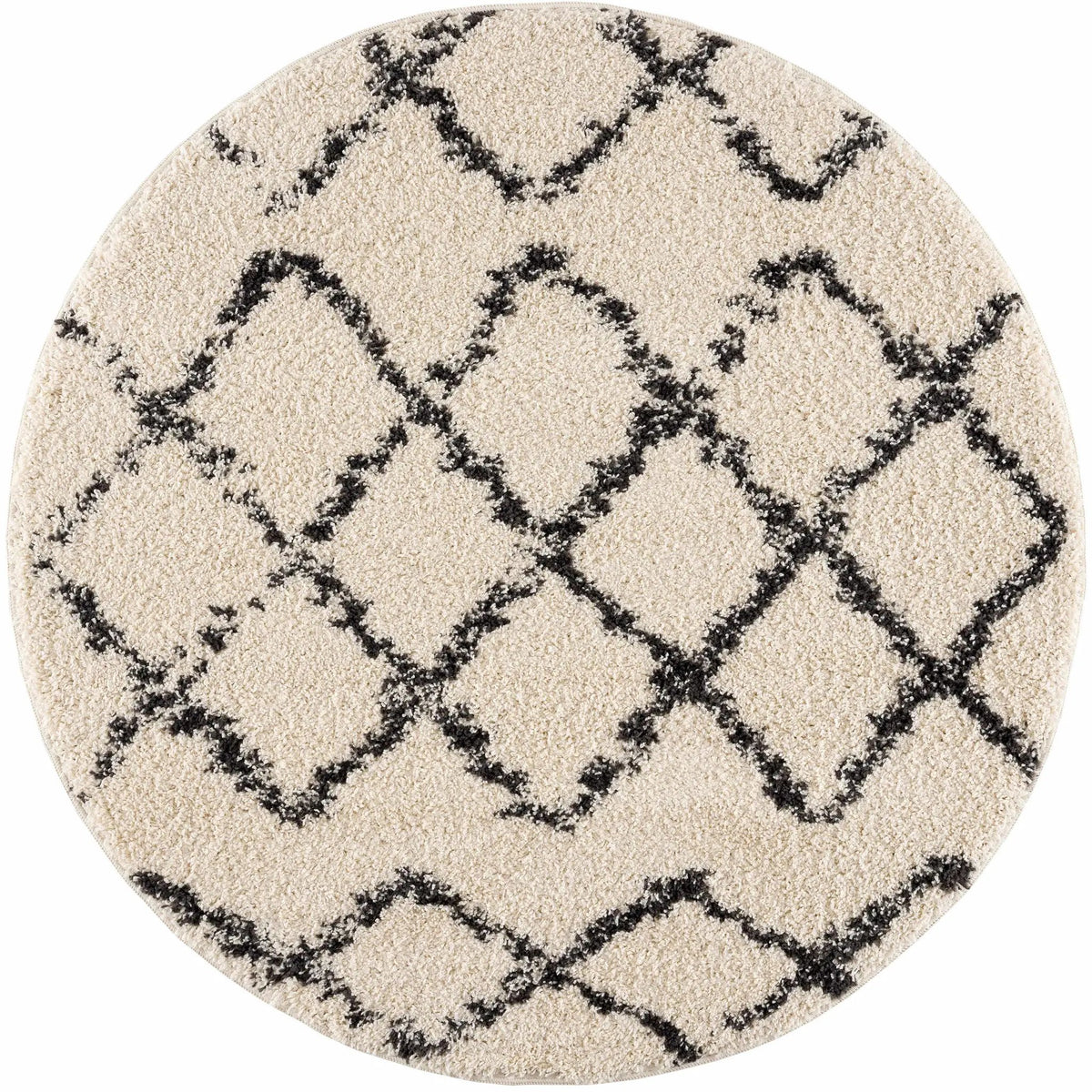 Wallagrass Beige/Black Trellis Tassel Shag, photo 7 of 24