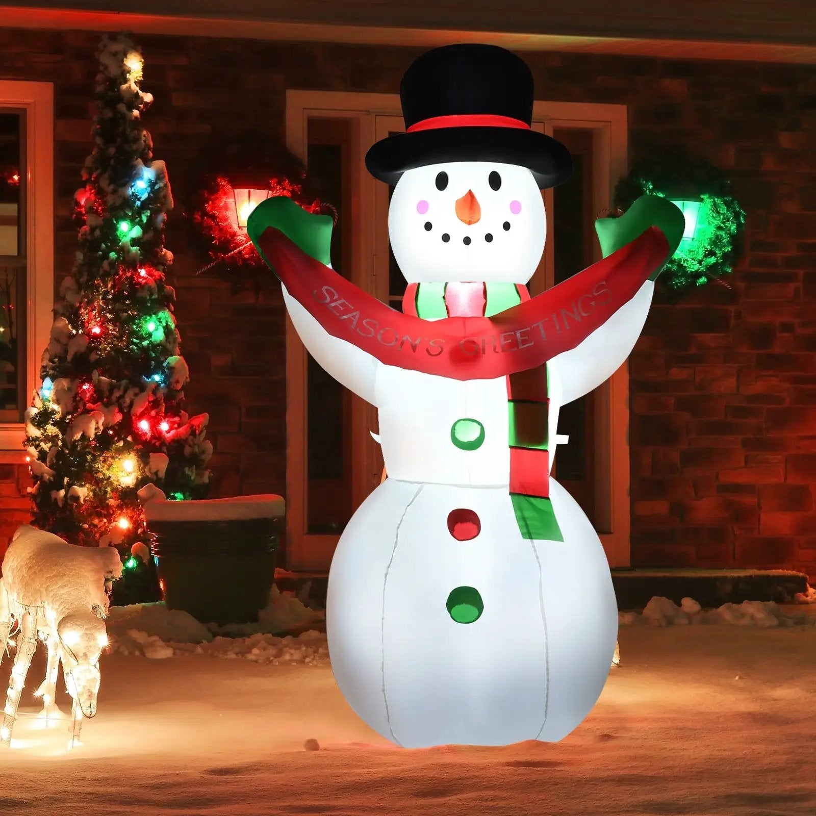 6 Feet Inflatable Christmas Snowman with LED Lights Blow Up Outdoor Yard Decoration by DirectDeals