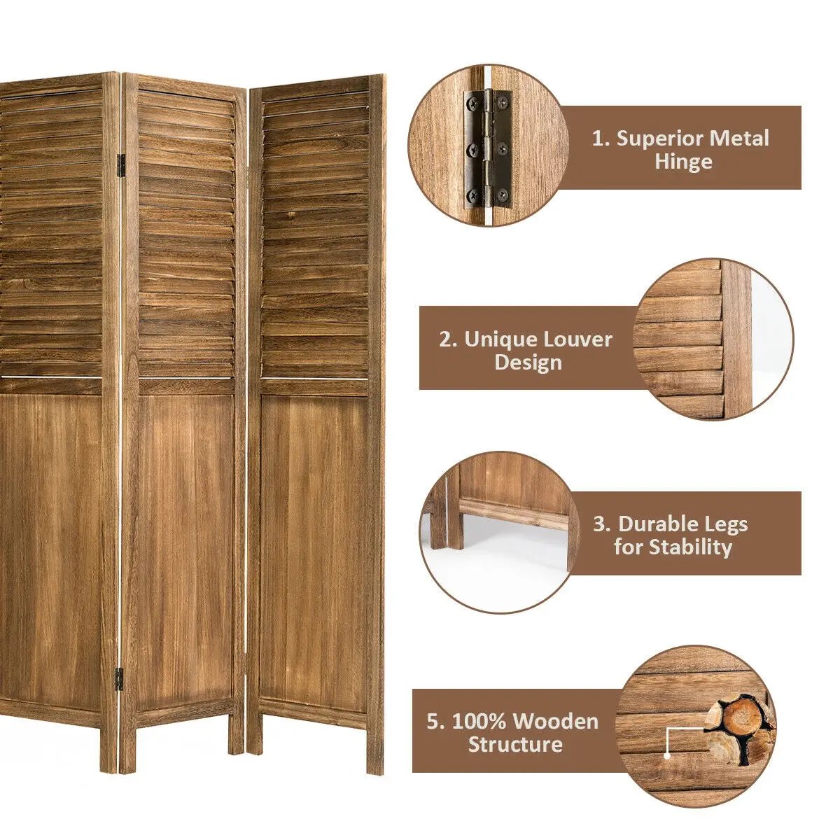 5.6 Ft Tall 4 Panel Folding Privacy Room Divider, photo 6 of 16