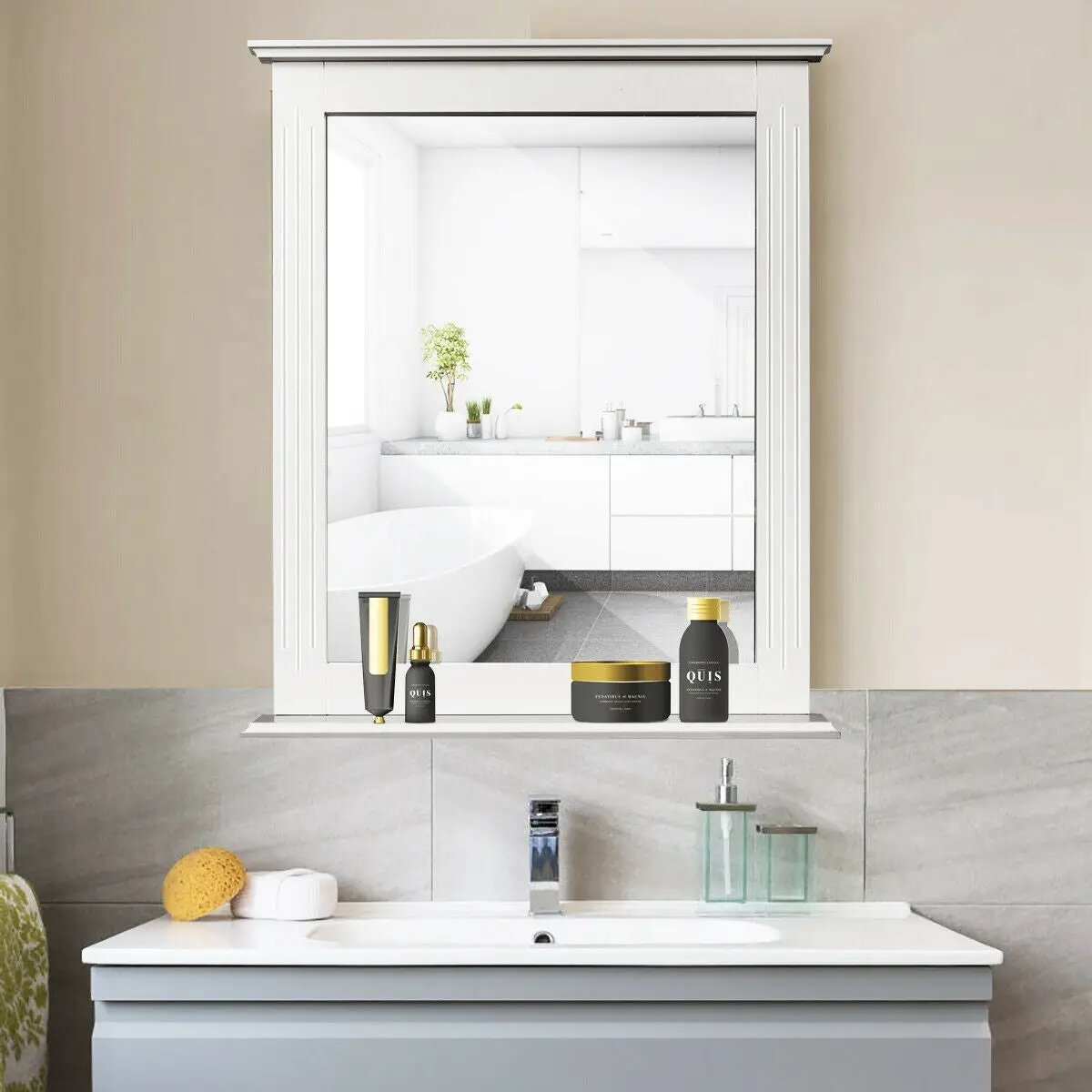 Wall-Mounted Multipurpose Vanity Mirror with Shelf, photo 2 of 11