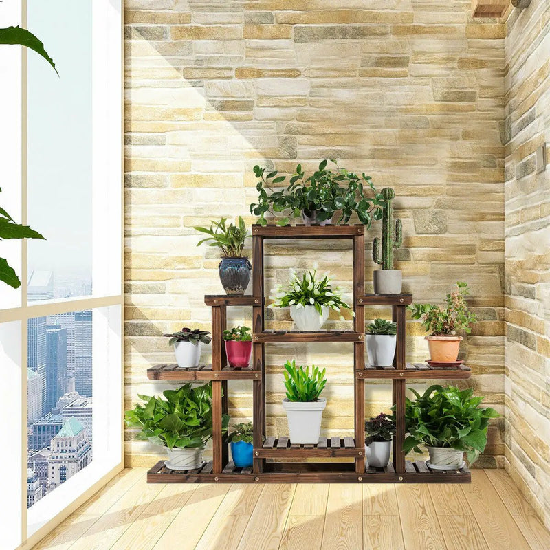 6-Tier Flower Wood Stand Plant Display Rack Storage Shelf by DirectDeals