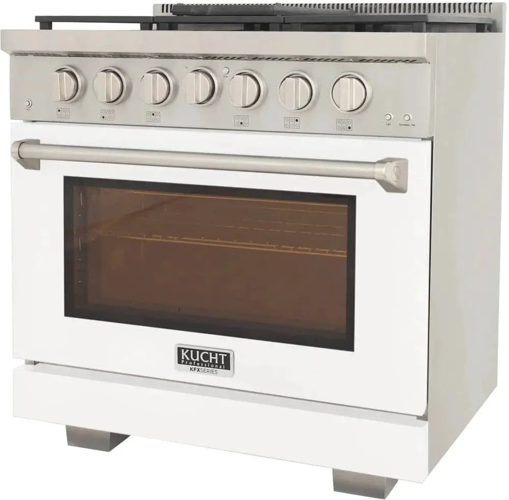 Kucht 36" Freestanding Professional Gas Range KFX3600X-W by Farmhouse Kitchen and Bath