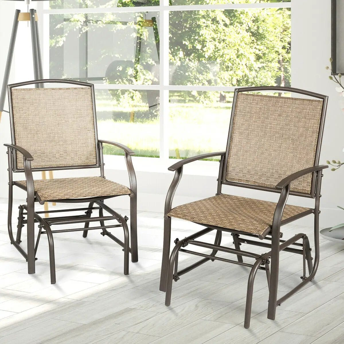 2 Pieces Patio Swing Single Glider Chair Rocking Seating by DirectDeals