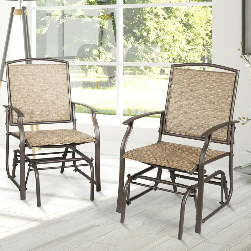 2 Pieces Patio Swing Single Glider Chair Rocking Seating by DirectDeals