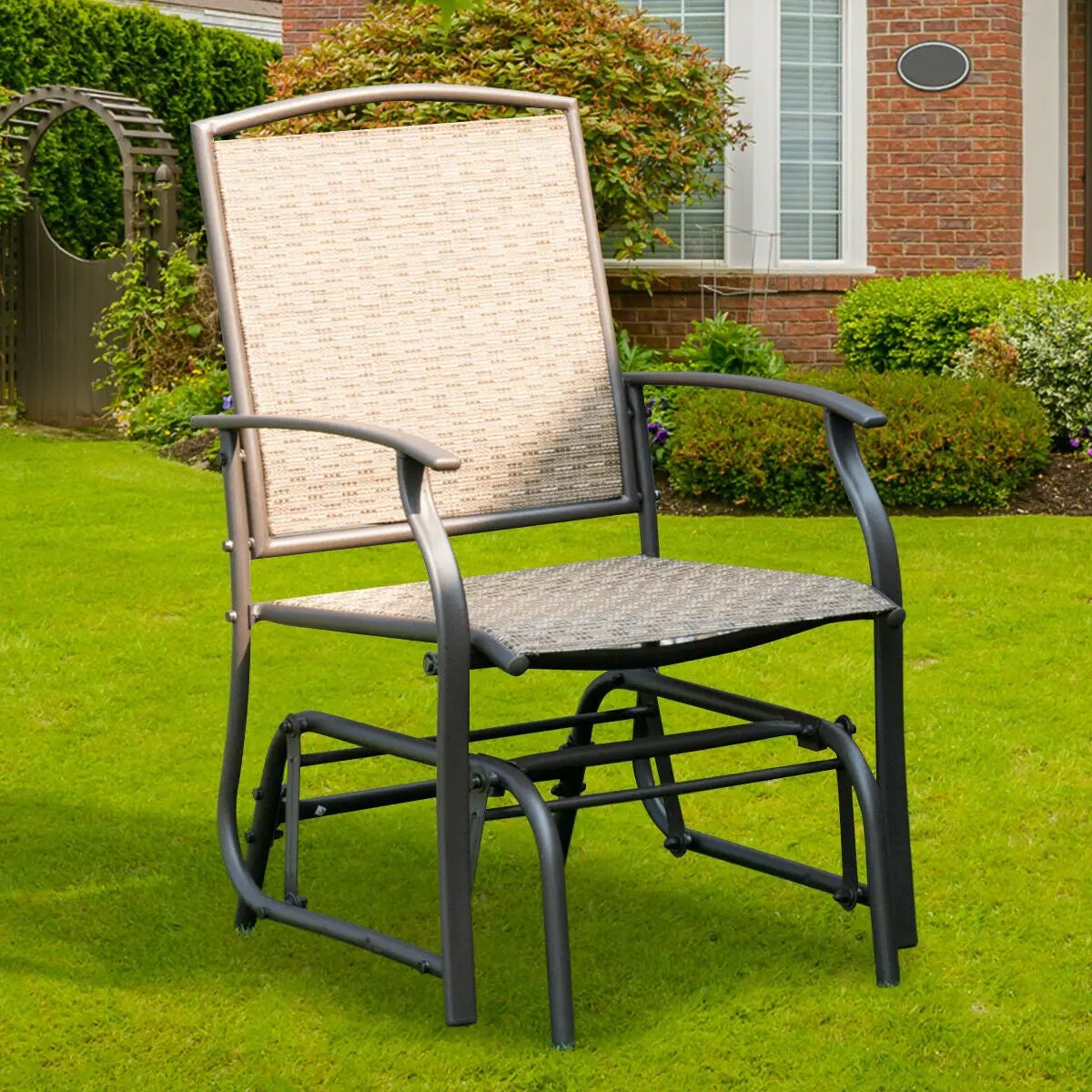 Steel Frame Garden Swing Single Glider Chair Rocking Seating by DirectDeals