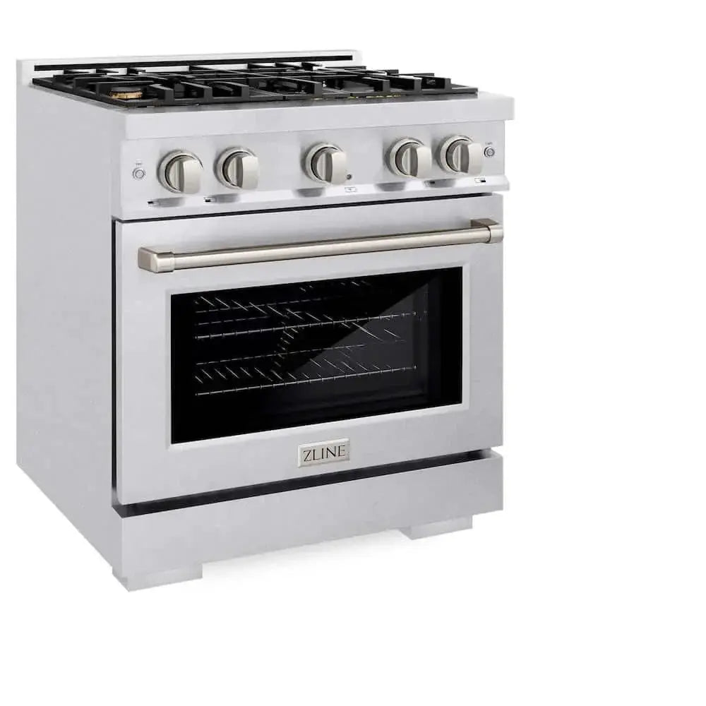 ZLINE 30" Select Gas Range Convection Gas Oven DuraSnow® Stainless Steel Brass Burners HGRS-BR-30 by Farmhouse Kitchen and Bath