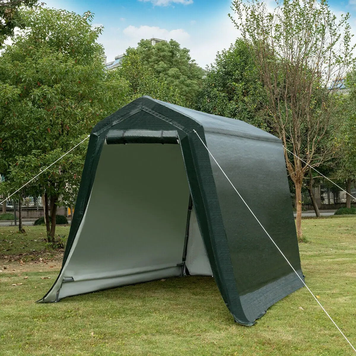 Outdoor Carport Shed with Sidewalls and Waterproof Ripstop Cover, photo 2 of 11