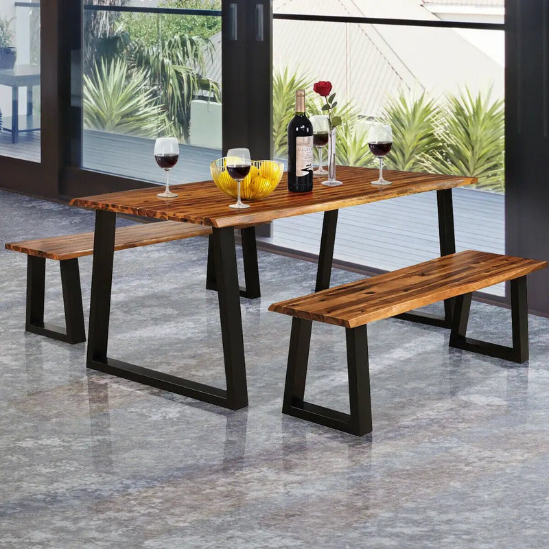 Solid Acacia Wood Patio Bench Dining Bench Seating Chair by DirectDeals