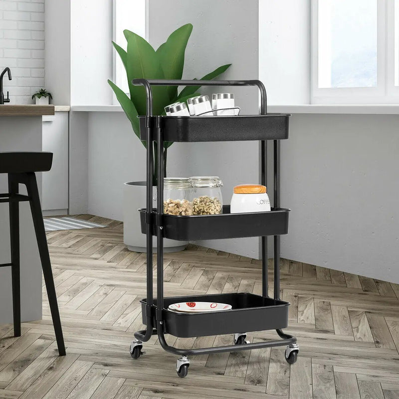 3-Tier Utility Cart Storage Rolling Cart with Casters by DirectDeals