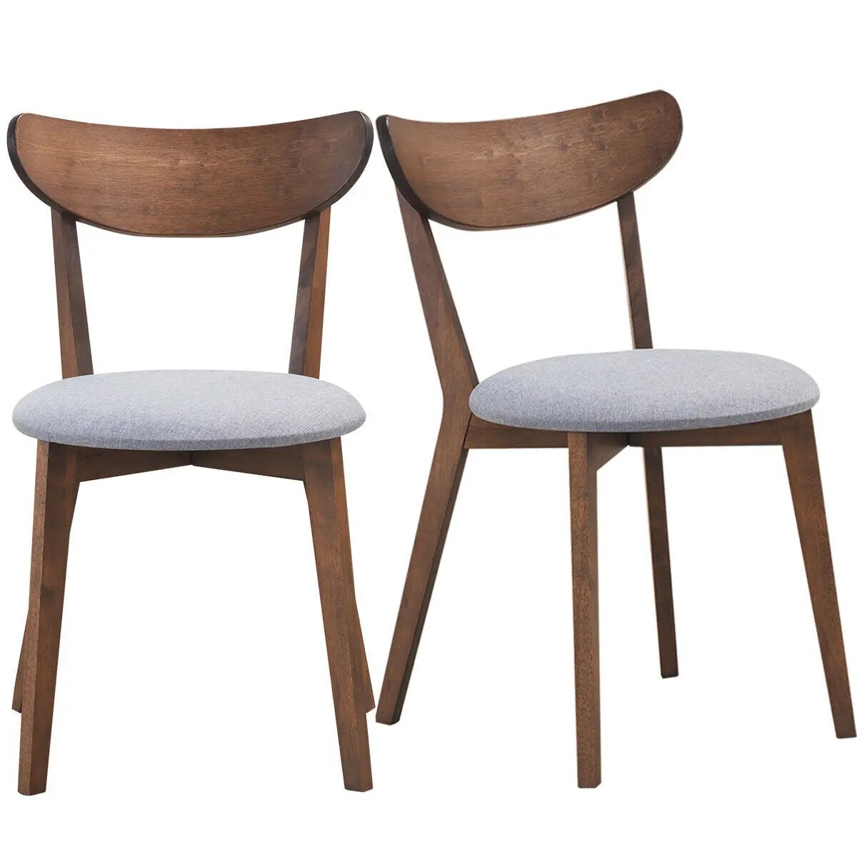 Set of 2 Dining Chairs Upholstered Curved Back Side by DirectDeals