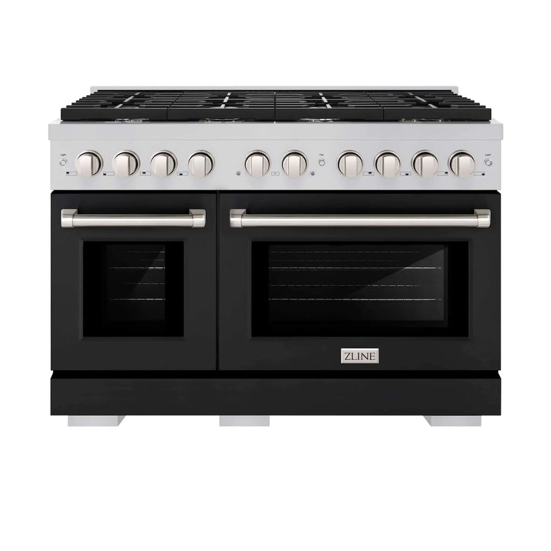 ZLINE 48"Paramount Dual Fuel Range Stainless Steel, Black Matte, SDR-BLM-48 by Farmhouse Kitchen and Bath