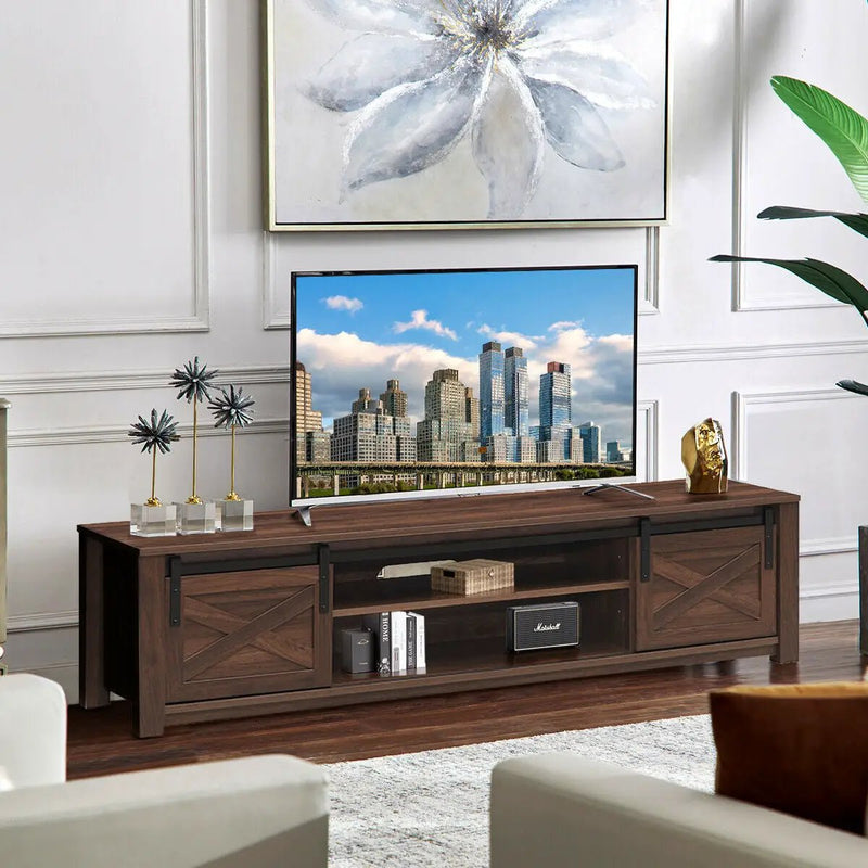 65 Inch Flat Sliding Barn Door TV Stand by DirectDeals