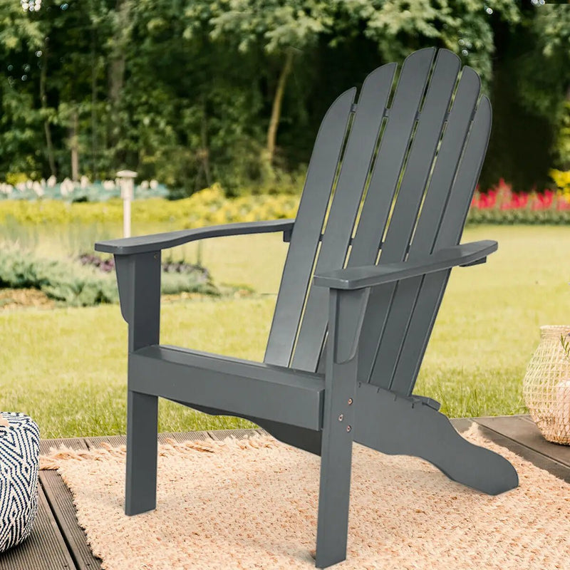 Acacia Wood Outdoor Adirondack Chair with Ergonomic Design by DirectDeals