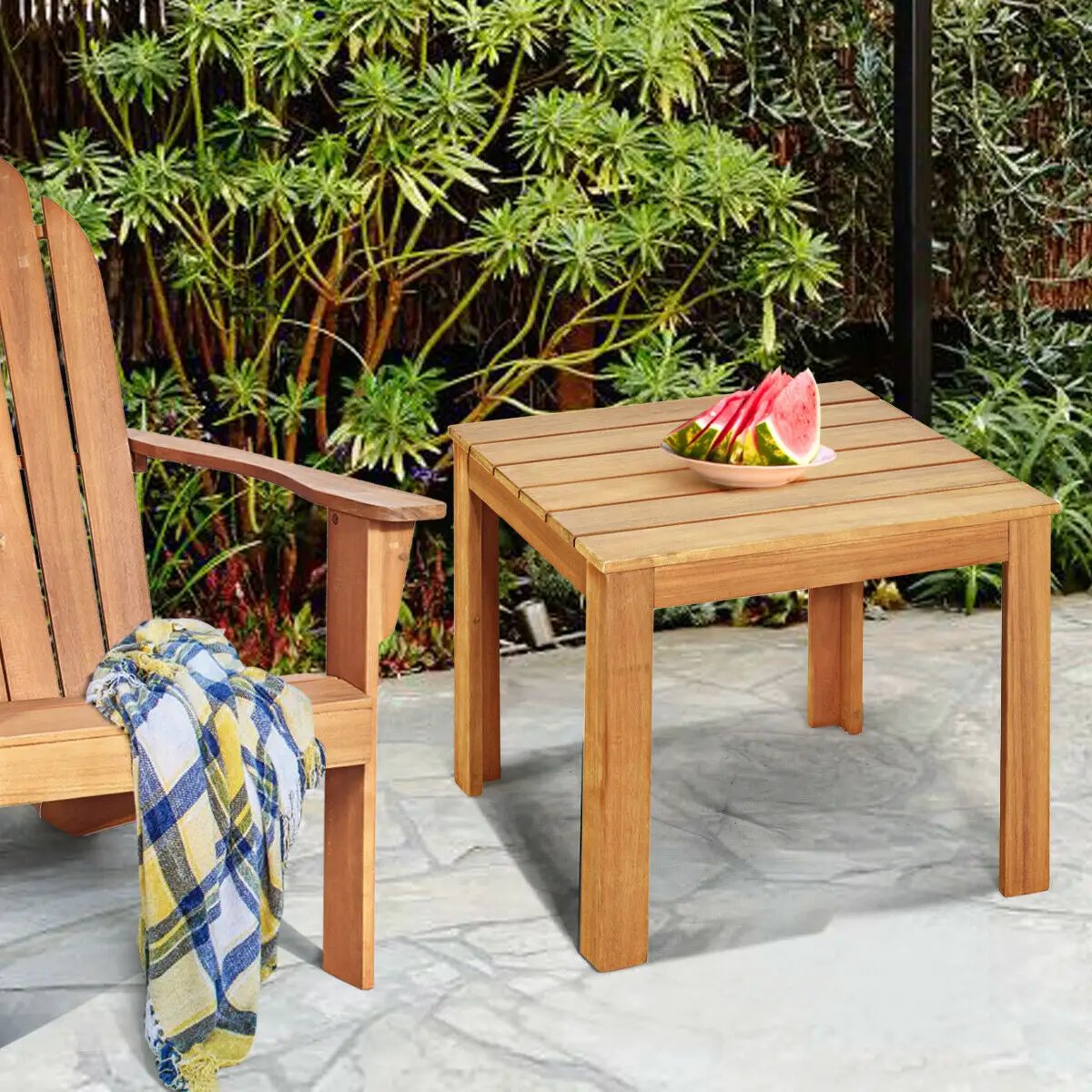 Wooden Square Patio Coffee Bistro Table, photo 16 of 16