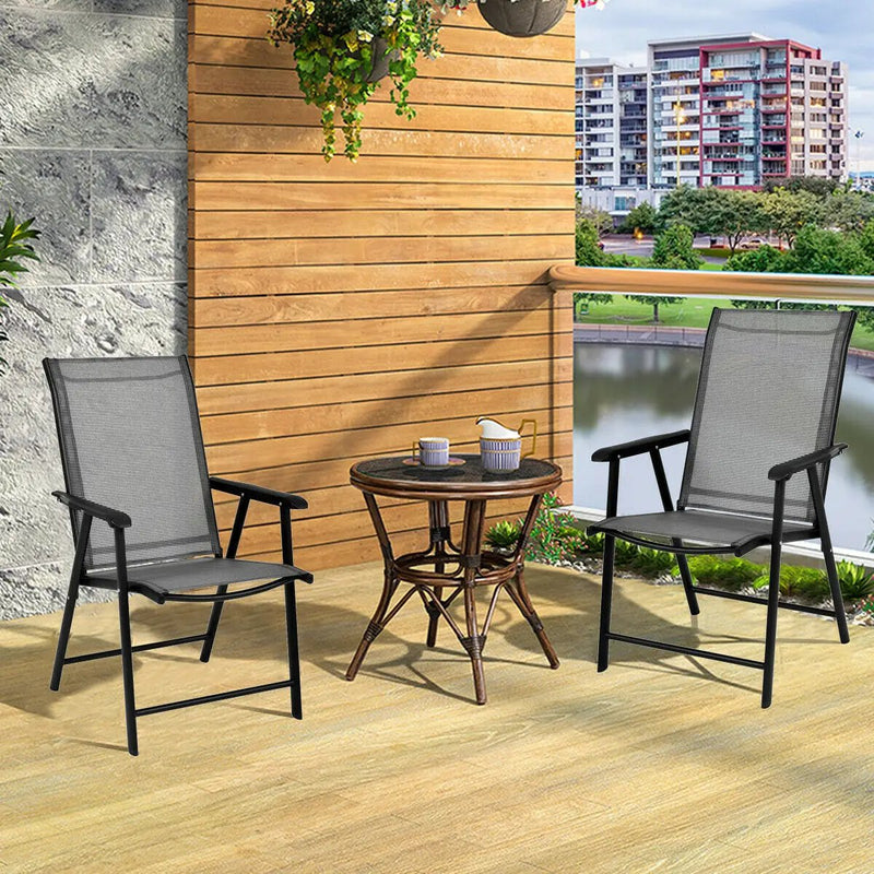 Set of 2 Outdoor Patio Folding Chairs-Gray by DirectDeals