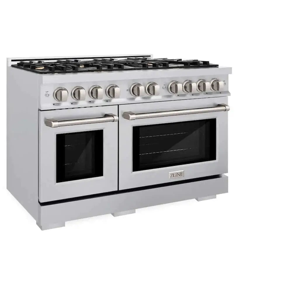 ZLINE 48" Select Dual Fuel Range Gas Cooktop Electric Convection Oven Stainless Steel Brass Burners HDR-BR-48 by Farmhouse Kitchen and Bath