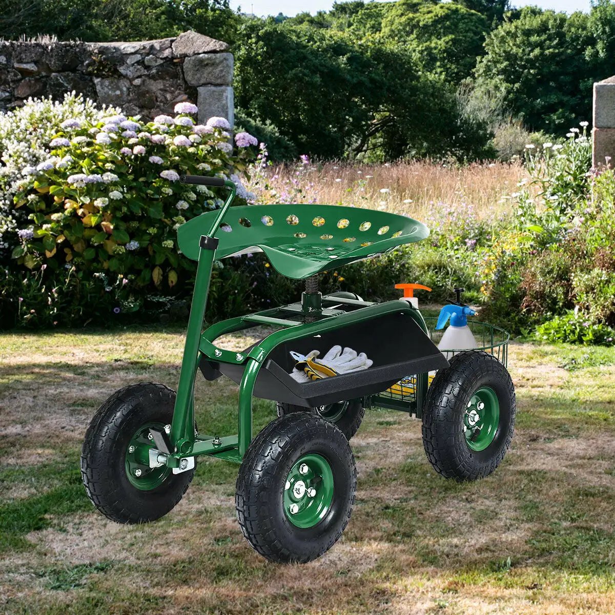 Extendable Handle Garden Cart Rolling Wagon Scooter, photo 2 of 10