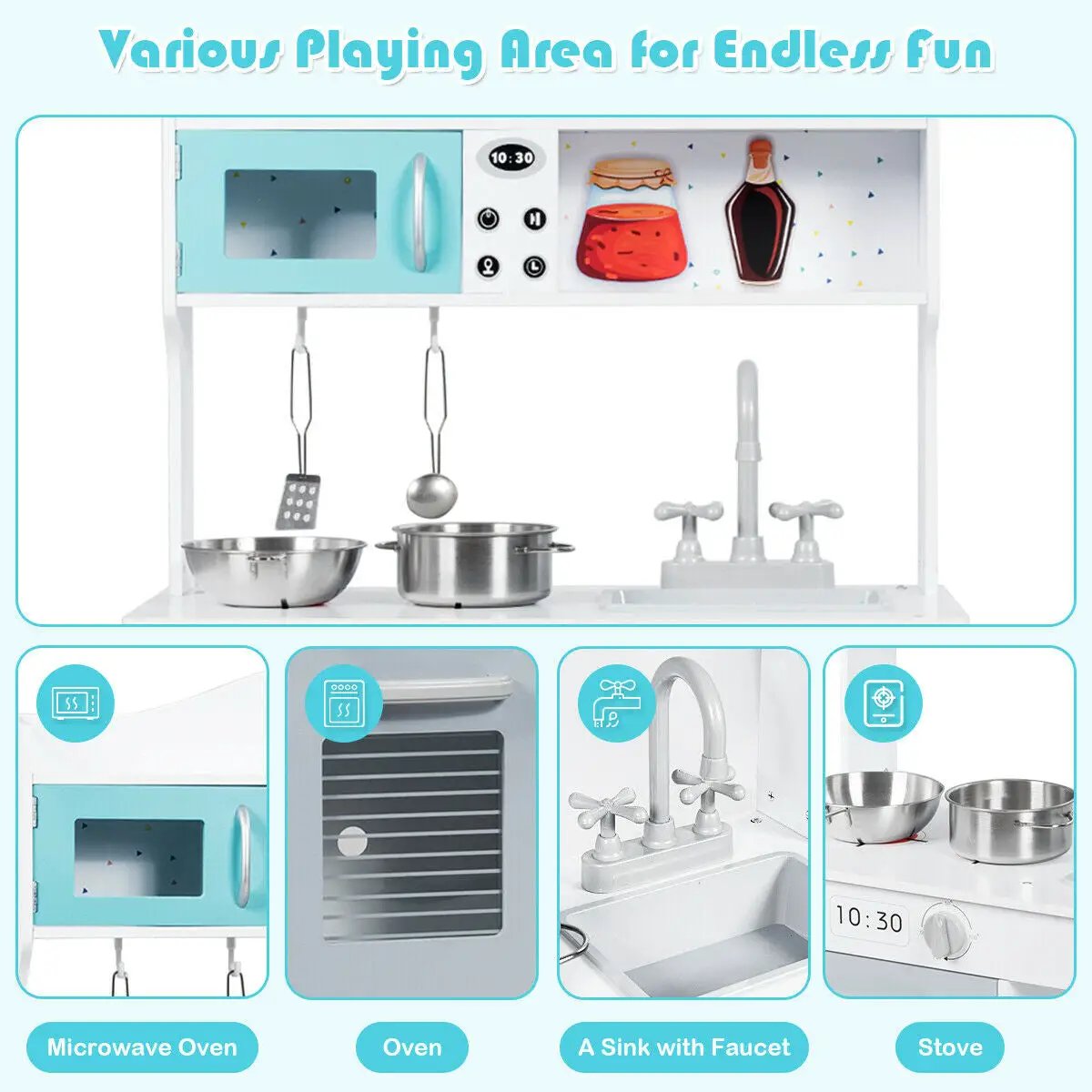 Kids Kitchen Cookware Pretend Cooking Food Play Set by DirectDeals