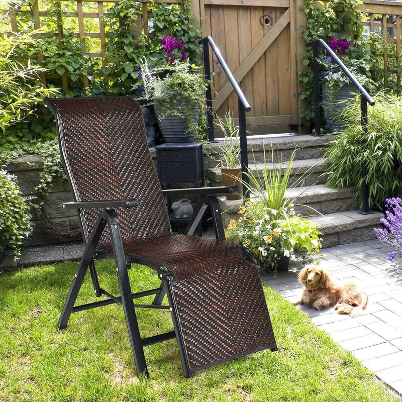 Patio Back Adjustable Rattan Folding Lounge Recliner by DirectDeals