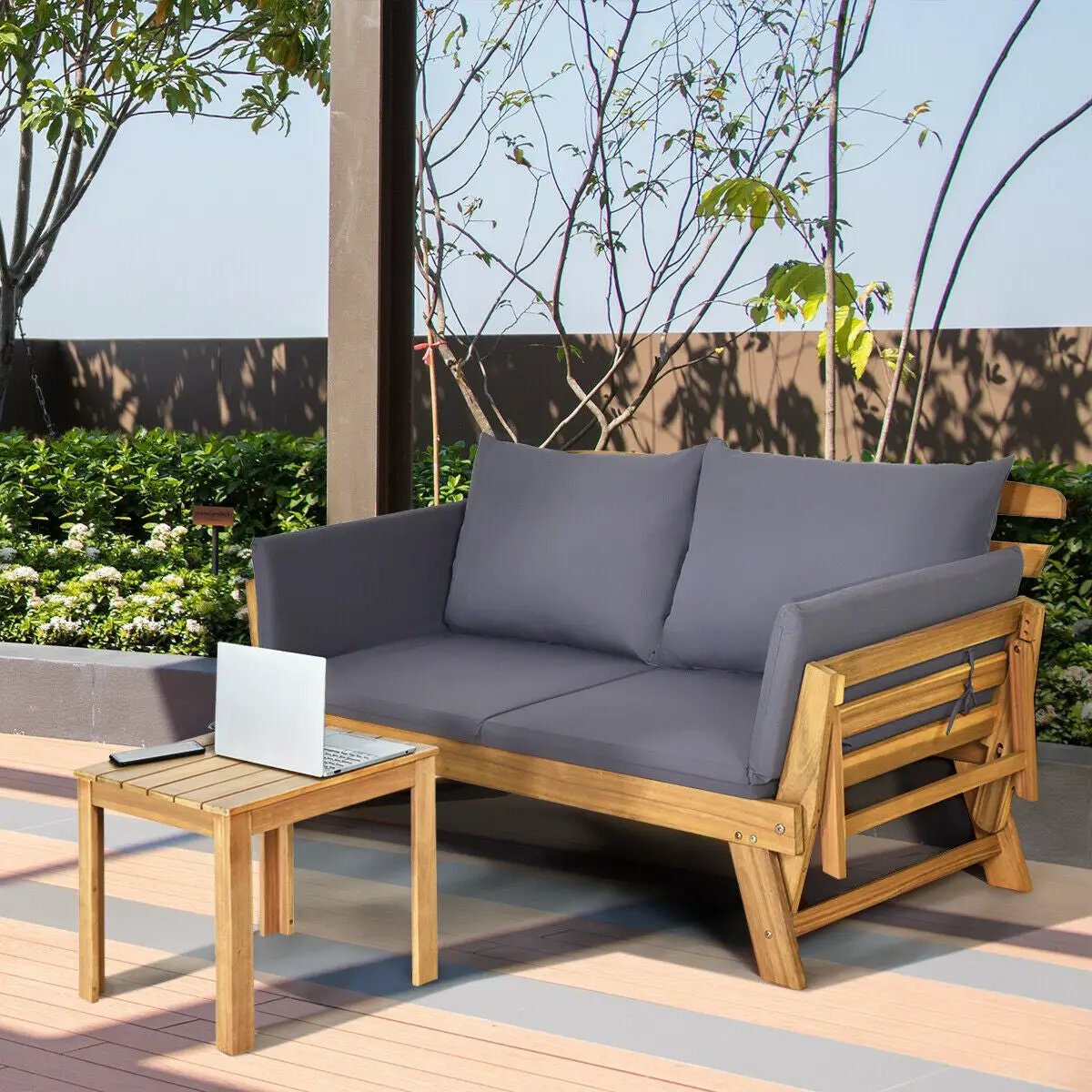 Adjustable Patio Convertible Sofa with Thick Cushion, photo 8 of 32