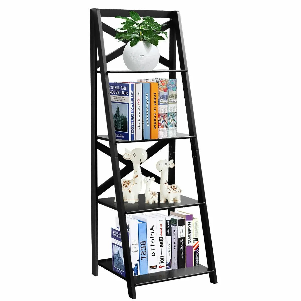 2 Pieces 4-Tier Wood Display Storage Bookshelf Set, photo 9 of 13