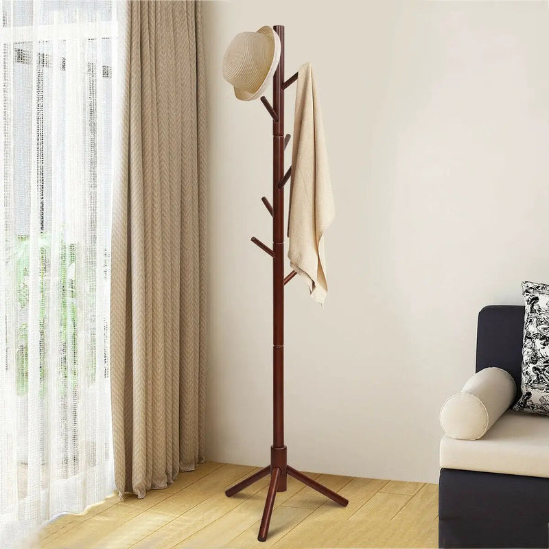 2 Heights Wooden Coat Rack with 8 Hooks by DirectDeals