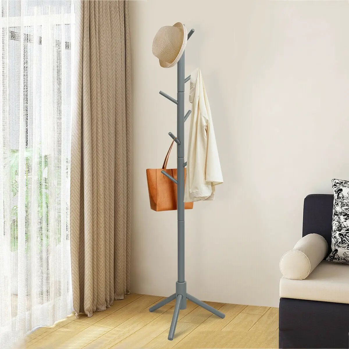 2 Heights Wooden Coat Rack with 8 Hooks, photo 2 of 16