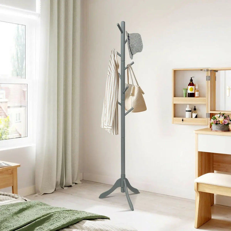 Adjustable Wooden Tree Coat Rack with 8 Hooks by DirectDeals