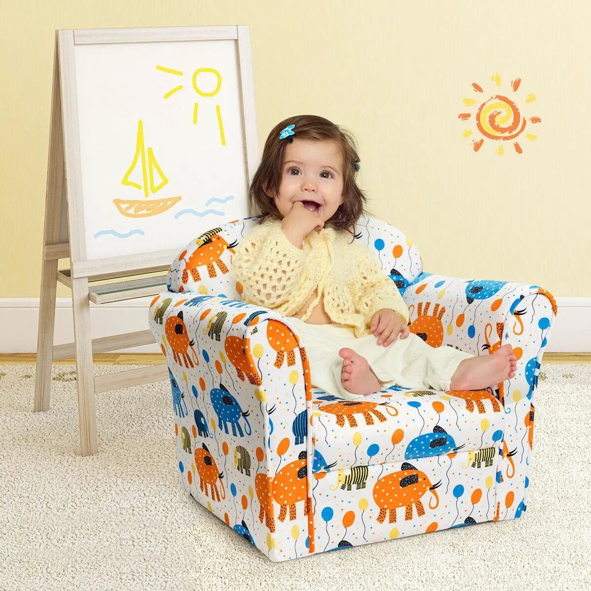 Kids Elephant Upholstered Sofa with Armrest by DirectDeals