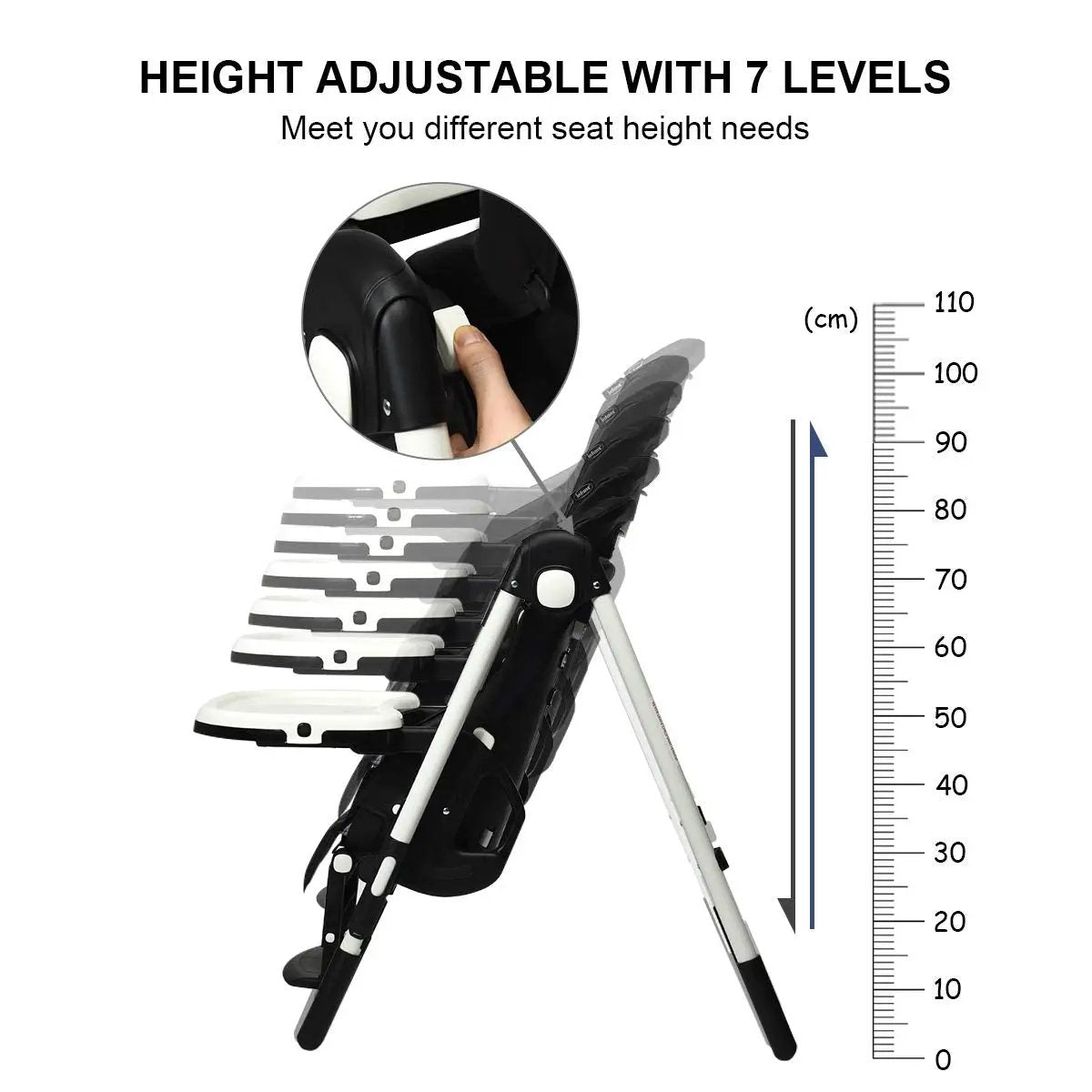 Foldable High chair with Multiple Adjustable Backrest by DirectDeals