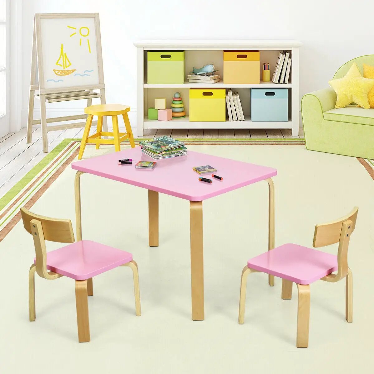 3 Piece Kids Wooden Activity Table and 2 Chairs Set, photo 13 of 16
