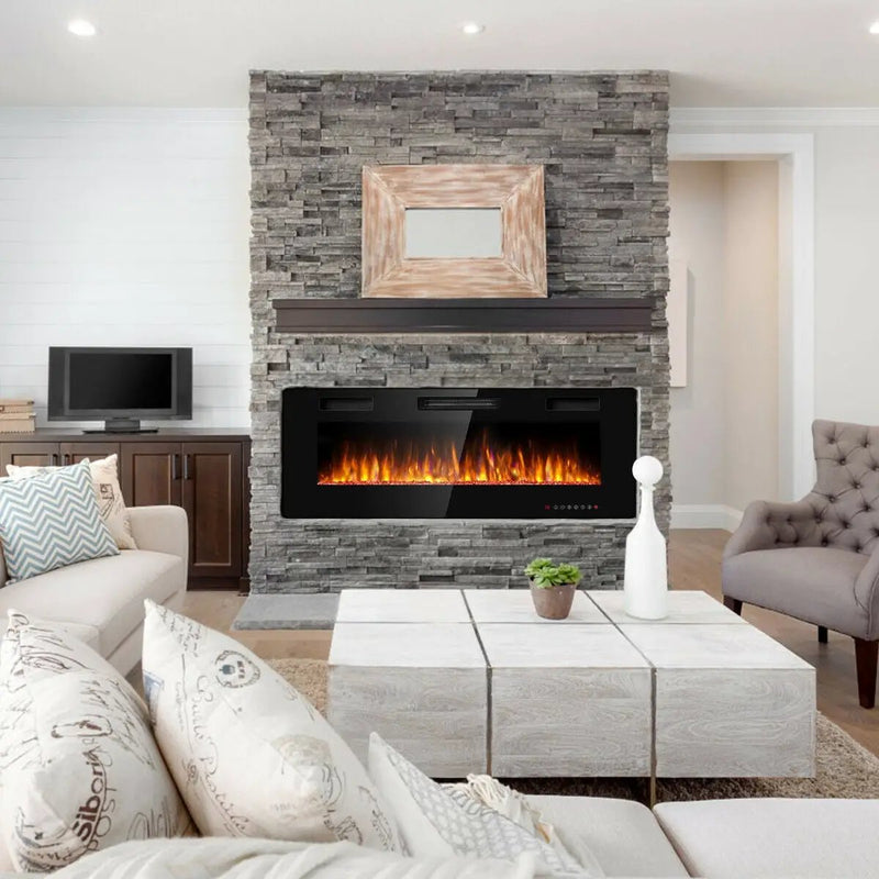 50 Inch Recessed Ultra Thin Electric Fireplace with Timer by DirectDeals