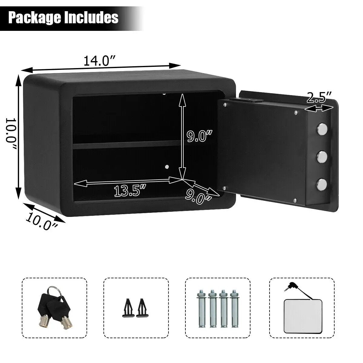 2-Layer Security Safe Deposit Box with Inner LED Light by DirectDeals