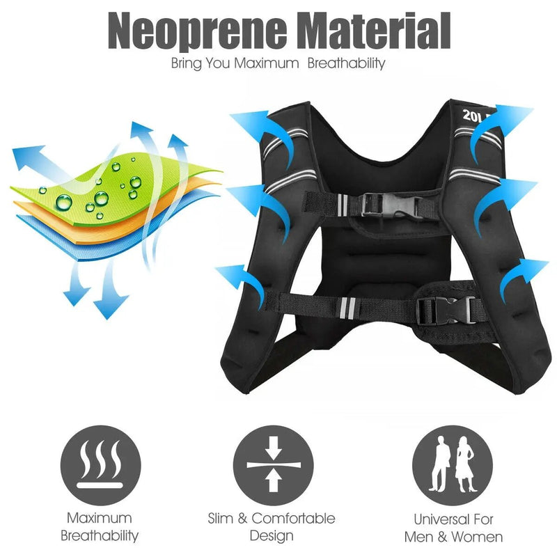 Training Weight Vest Workout Equipment with Adjustable Buckles and Mesh Bag by DirectDeals