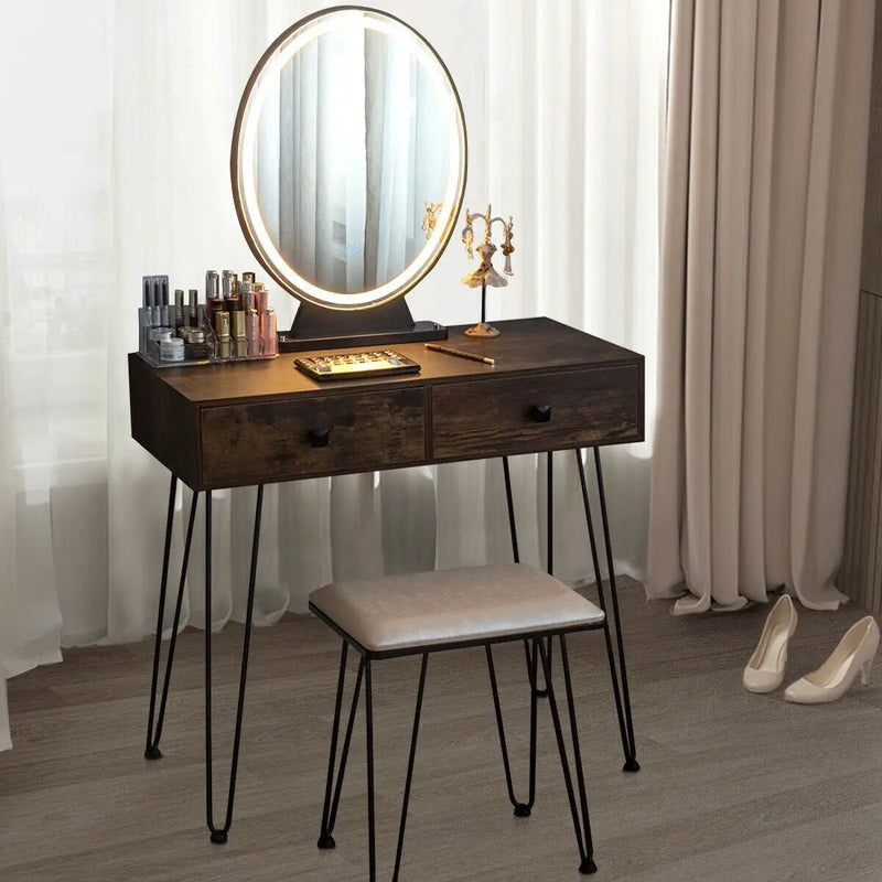Industrial Makeup Dressing Table with 3 Lighting Modes by DirectDeals