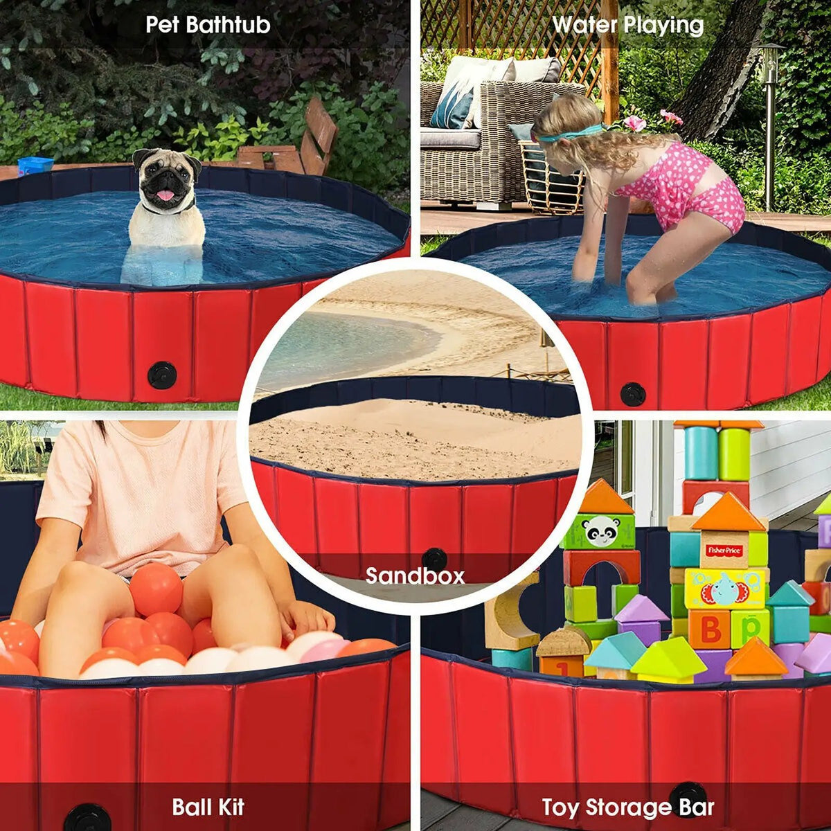 63 Inch Foldable Leakproof Dog Pet Pool Bathing Tub Kiddie Pool for Dogs Cats and Kids, photo 6 of 9