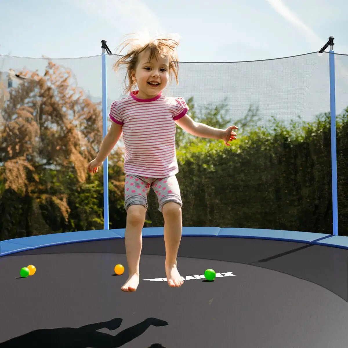 15 Feet Outdoor Bounce Trampoline with Safety Enclosure Net by DirectDeals