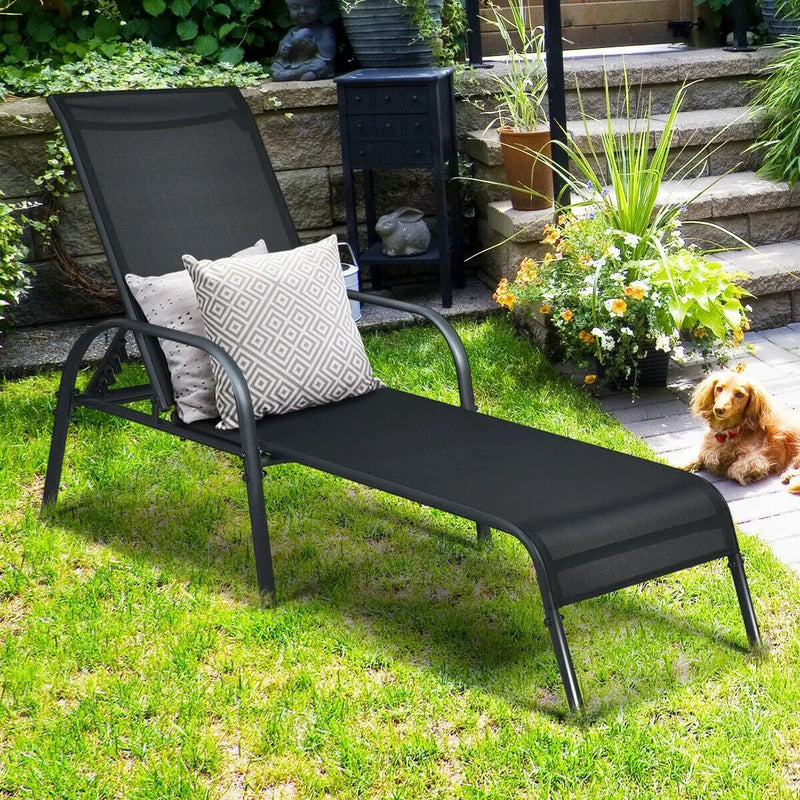 Adjustable Patio Chaise Folding Lounge Chair with Backrest by DirectDeals