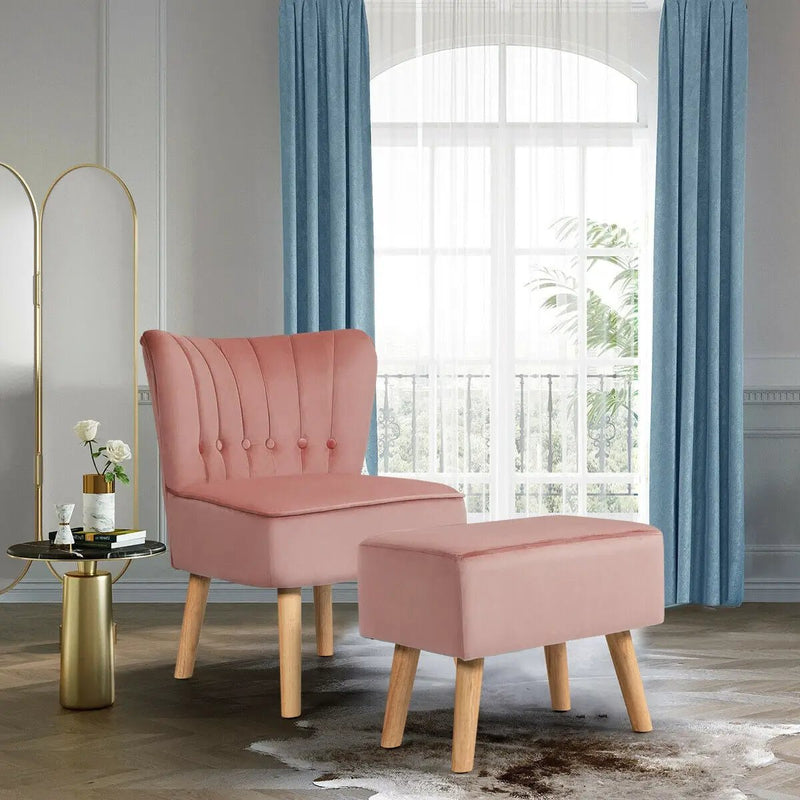 Modern Accent Chair Ottoman Set with Footstool by DirectDeals