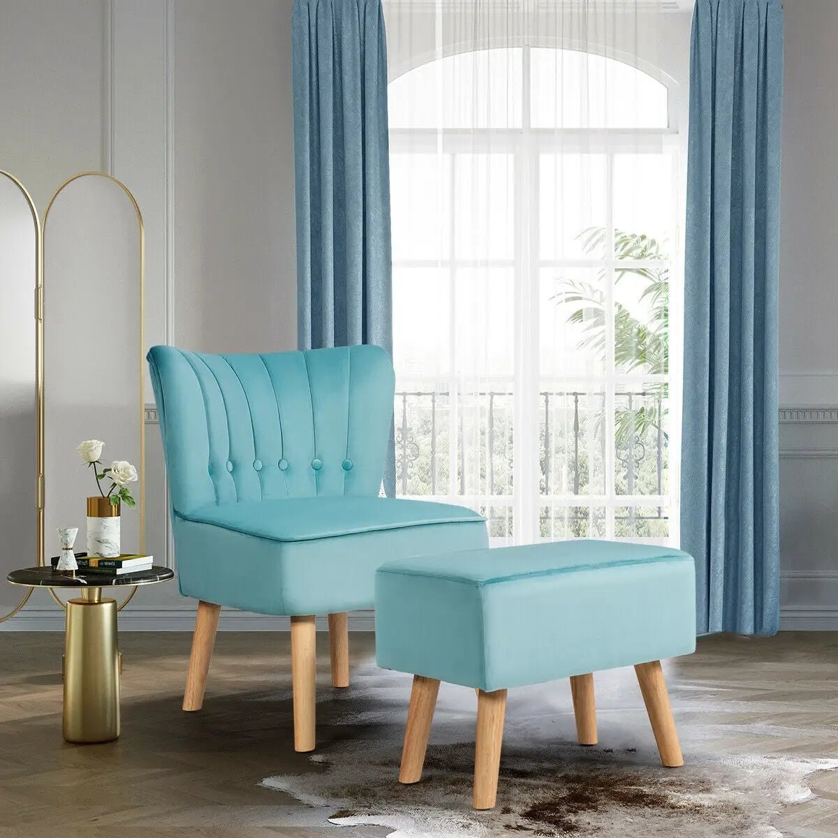 Modern Accent Chair Ottoman Set with Footstool, photo 3 of 24