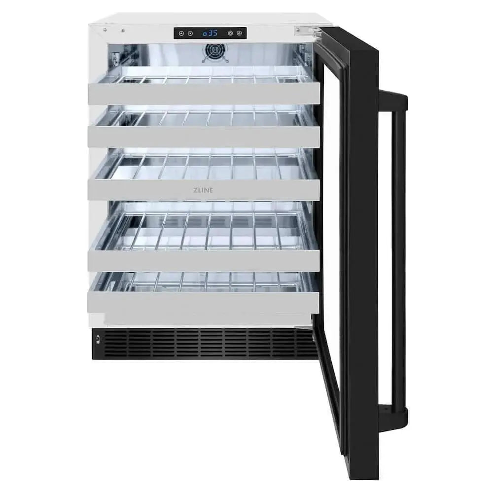 ZLINE 24" Touchstone Dual Zone 44 Bottle Wine Cooler Black Stainless Steel Glass Door RWDO-BS-24 by Farmhouse Kitchen and Bath