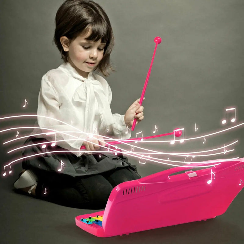 25 Notes Kids Glockenspiel Chromatic Metal Xylophone-Pink by DirectDeals